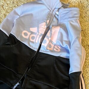 Adidas Two-Tone Black and Pastel Pink Hoodie